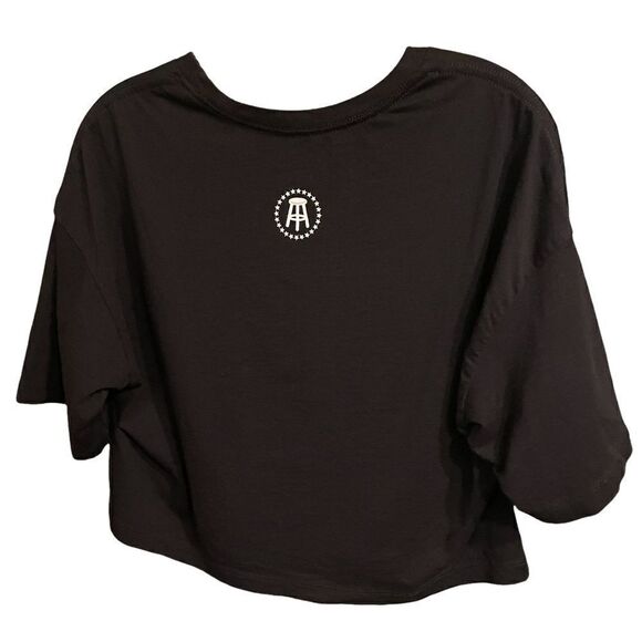 Barstool Sports Hangover Half T-Shirt Crop Top Black Rainbow Y2K M - Picture 4 of 5